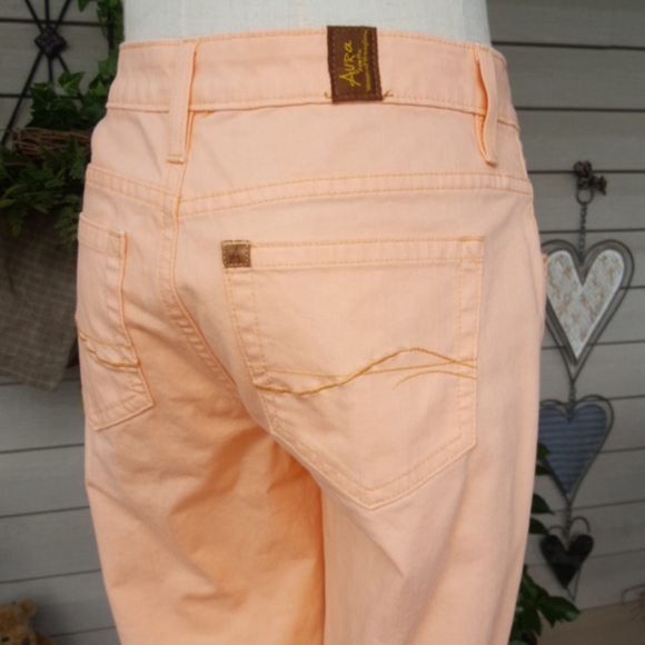 AURA ♡ Gorgeous Vintage Thick Cotton Peachy Orange Cropped Pant Capris 2P Avg - Picture 9 of 17